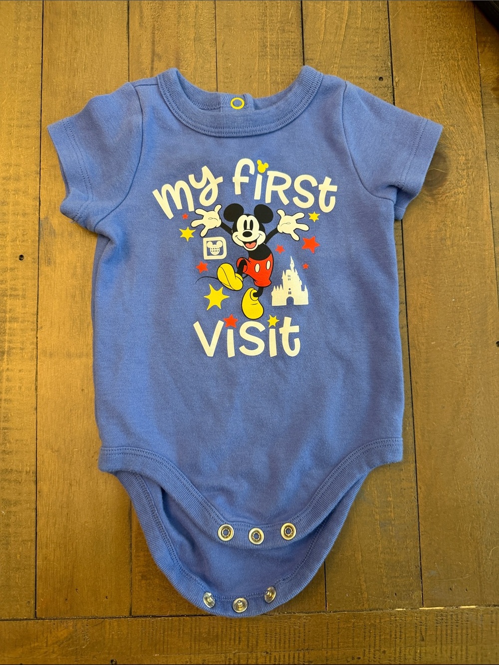 Disney Blue 'My First Visit' Mickey Mouse One-Piece